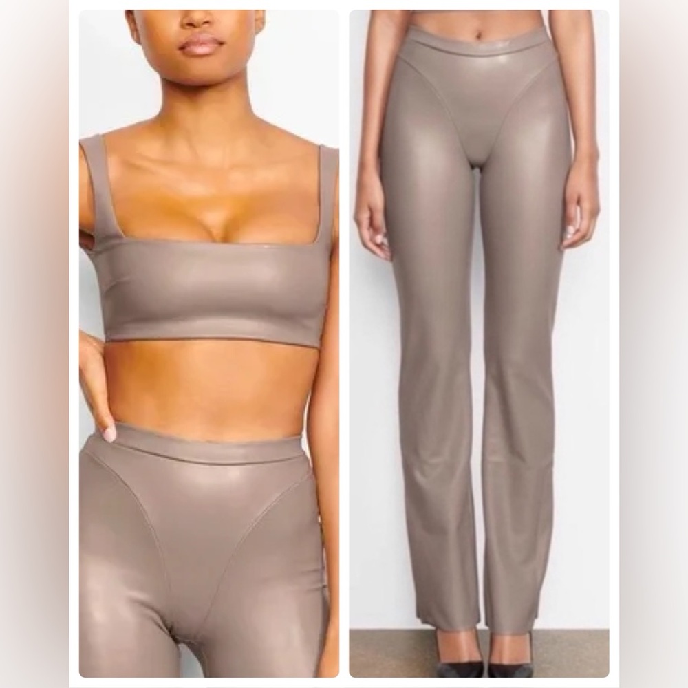 SKIMS Faux Leather Bralette in Cement